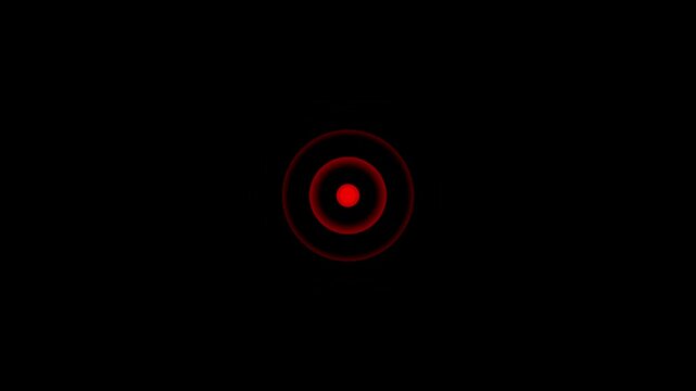 Red spiral radio wave station signal animation on black background. Radio Waves in Circle Form, Radio wave signal and sound wave signal, radar animated. Technology radio waves signal icon animation.