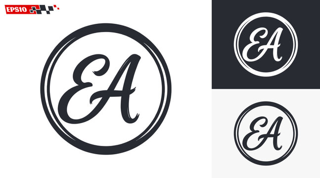 Elegant EA Monogram Logo Design in a Circular Frame.