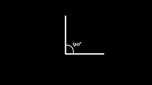 90 degree angle. Icon of 90 degree. Acute angle. Symbol for measure and math isolated icon animation..90 degree right angle measurement animation, alpha channel. 4k motion video.
