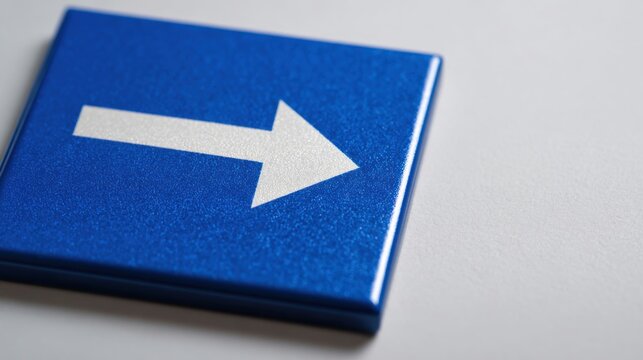 Distinct blue square button with a white arrow pointing right representing an easy reorder tile concept