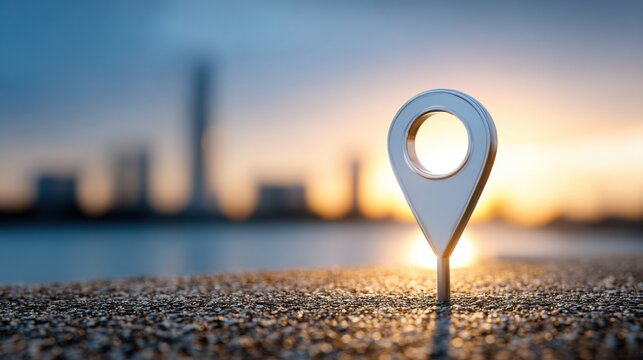 Map pin on a beach signifying smart return map icon concept for identifying return drop-off points efficiently
