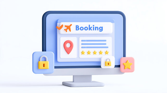 Booking Online Through a Computer Monitor: Secure Digital Travel Planning, Reservation, and Service Acquisition with User-Friendly Interface