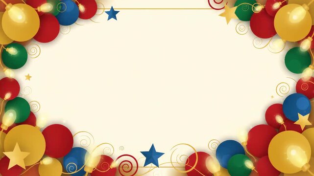 Colorful balloon and stars border for party celebrations.
