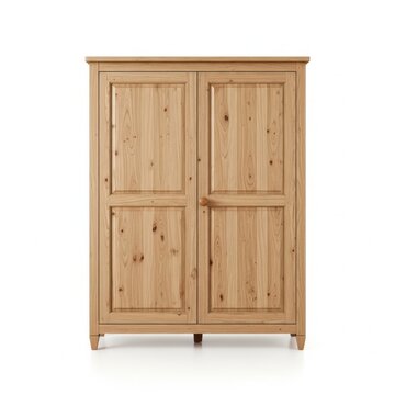 Traditional wooden cabinet with double doors isolated wardrobe furniture
