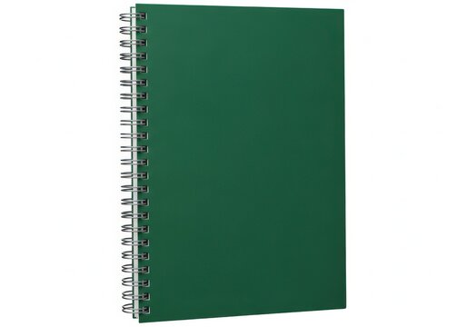 Green spiral bound notebook mockup with notebook stationery education