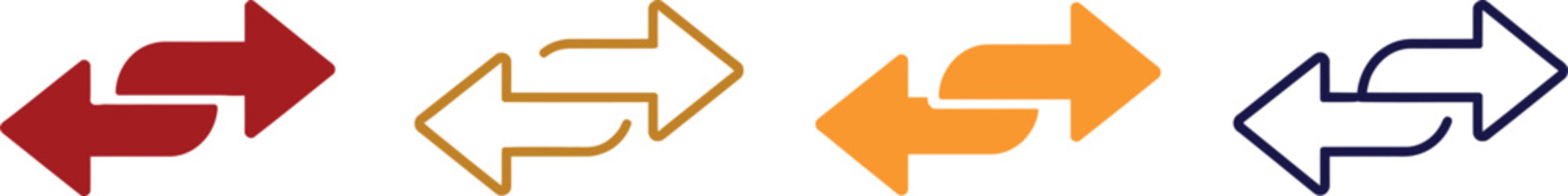 Set of colorful bidirectional arrows representing exchange, swap, and movement in web design.
