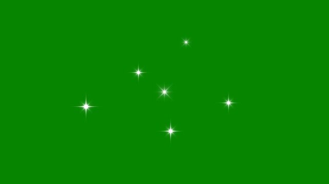 Shiny glowing stars fairy twinkle animation, sparkling particles trail, glittering lines motion, green screen overlay effect animation. 4k