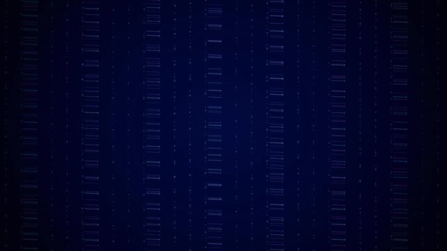 A vibrant digital display showcasing cascading lines of binary code in shades of blue creating a high-tech ambiance suitable for technology, cybersecurity, data analysis, and innovation themes