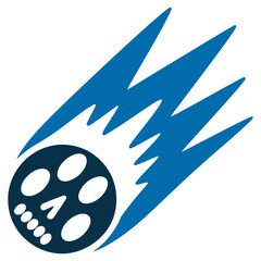 Falling skull comet meteor vector icon for dark fantasy horror and apocalyptic design themes © Shil