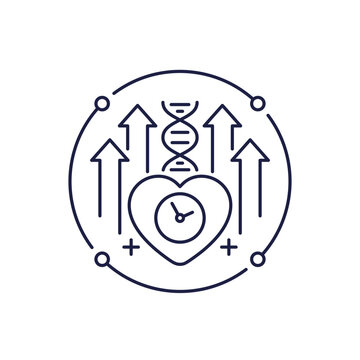 longevity icon with dna in line design