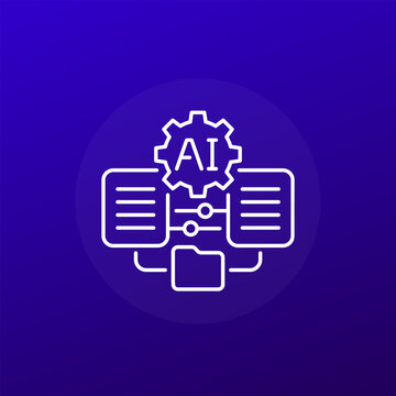 AI agent, artificial intelligence for task automation icon, line design