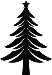 Obraz premium Black christmas tree icon with star topper