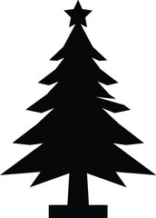 Obraz premium Black christmas tree vector illustration with star topper