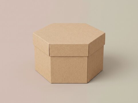 A small hexagonal cardboard box with a lid for gift packaging and retail products