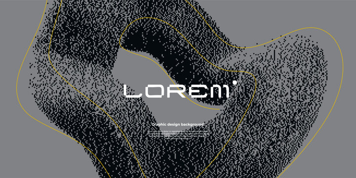 Futuristic background with 3d dithered shape and dynamic lines.