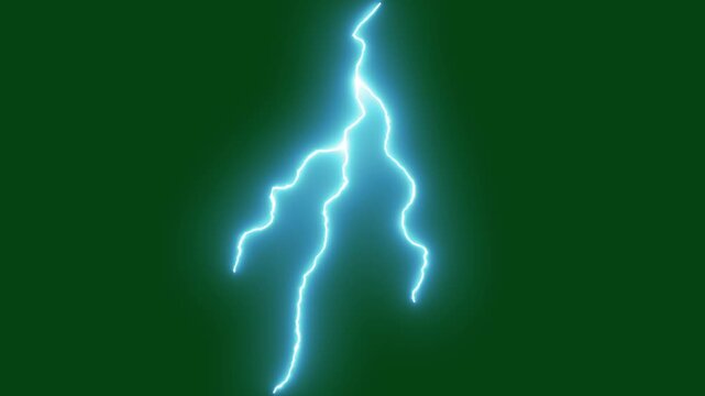 Flash FX electric energy explosion animation, thunder boom, electrical storm overlay elements and effects looped 3d animation, hand drawn cartoon lightning sparks on green screen. 4k