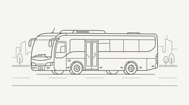 City transit bus side view line art.