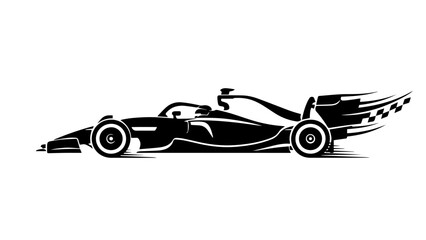 Fototapeta premium Formula 1 Racing Car Silhouette Vector – High Speed F1 Race Car Side View, Clean Minimal Motorsport Illustration Isolated on White Background