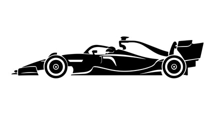 Fototapeta premium Formula 1 Racing Car Silhouette Vector – High Speed F1 Race Car Side View, Clean Minimal Motorsport Illustration Isolated on White Background