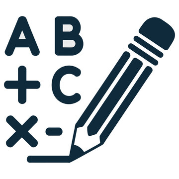 Vector of a pencil with letters and mathematical symbols like addition and subtraction