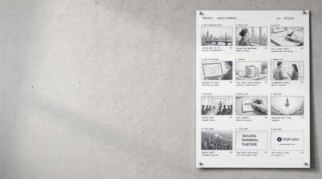 Storyboard thumbnail sheet banner with negative space