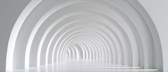 Naklejka premium White arches create a long hallway in a modern building set in an artistic space