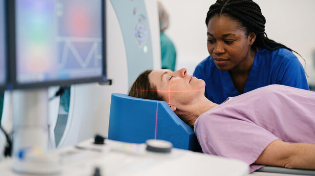Patient Head in Scanner with Laser Lines