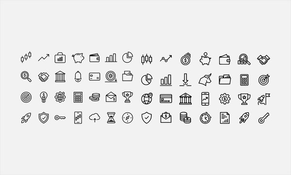 Stock market icon set. financial goal, vector illustration