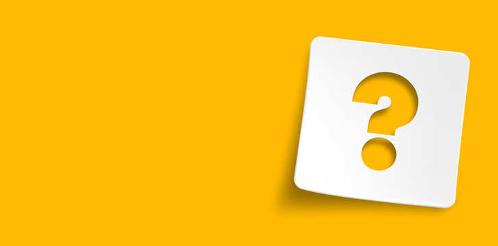 Note paper with question mark on panoramic yellow background