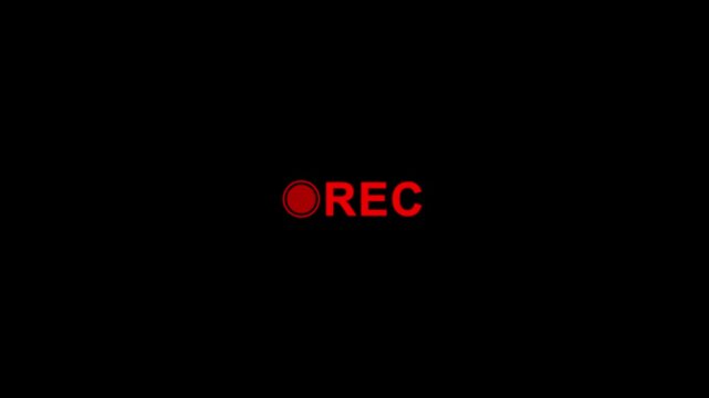 Recording Icon Button Animation on Alpha Channel, rec text camera recording icon blink animation, interface of video recorder digital display in white