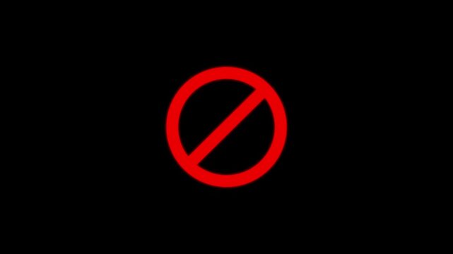 Red sign stop, cross, x, ban, cancel, prohibited icon animation on white background. Motion graphics of danger sign