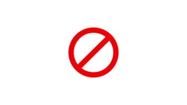 Red sign stop, cross, x, ban, cancel, prohibited icon animation on white background. Motion graphics of danger sign