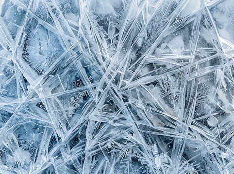 Frosted Ice Crystals on Cold Surface.