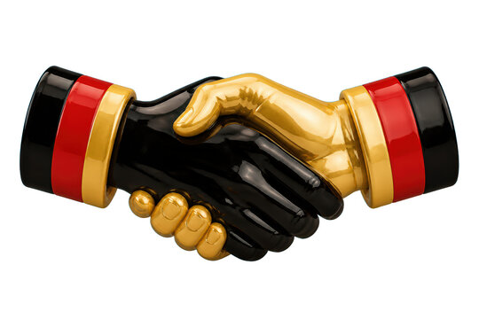 Gold and Black Handshake with Striped Cuffs