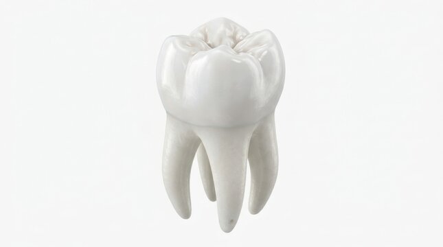 Human molar tooth detailed 3d rendering on a plain white background for dental visualization teeth dentition odontology anatomy biology healthcare medicine oral health