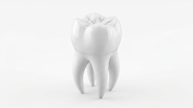 Detailed molar tooth rendering on a white background showcasing anatomical structure and dental health concepts dentition odontology teeth maxillary mandibular crown root cusps