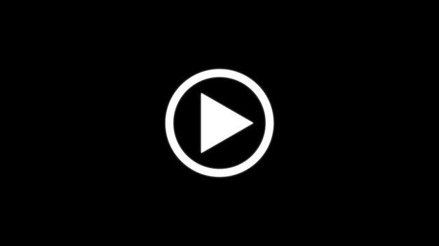 White Play Button Icon on Black Background video play icon media player