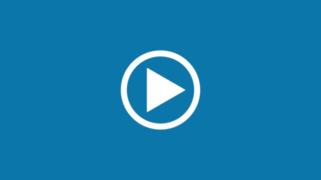 White Play Button Icon on blue Background video play icon media player