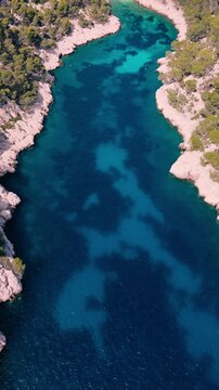 Calanque de Cassis in the Calanques National Park, Aerial view, Southern France
