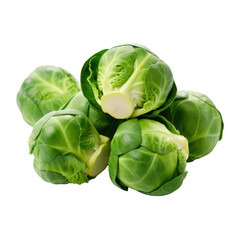 Fototapeta premium Group of fresh raw brussels sprouts isolated on transparent background
