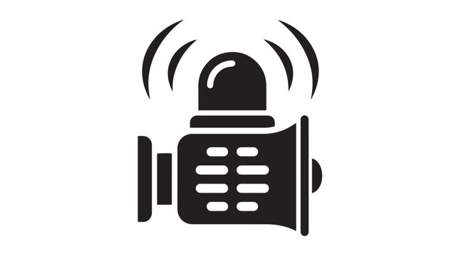 Siren illuminates with a flashing signal to broadcast an emergency warning for security and public safety alert systems in urban environments.
