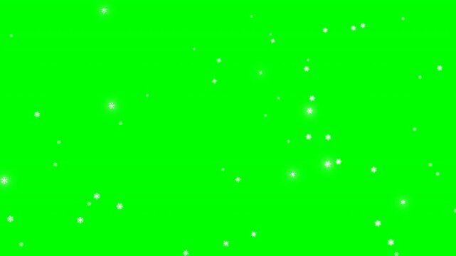 Vibrant Green Motion of Falling Snowflakes in Dynamic Winter Scene for Festive Motion Video.