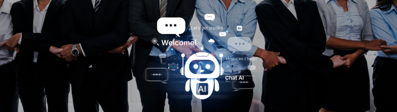 Welcome message introduces chat AI assistant for instant help. Chat AI supports questions and tasks, and chat AI improves service with friendly NLP chatbot onboarding. Corpus