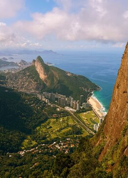 Aerial view of Rio de Janeiro city skyline in Brazil