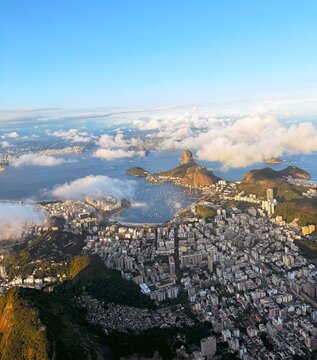 Aerial view of Rio de Janeiro city skyline in Brazil