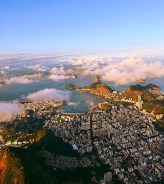 Aerial view of Rio de Janeiro city skyline in Brazil
