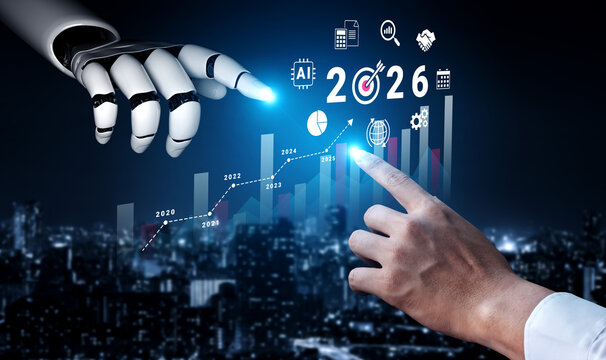AI predicting 2026 business trends through advanced analytics, visualizing global growth and innovation for strategic decision-making Parse