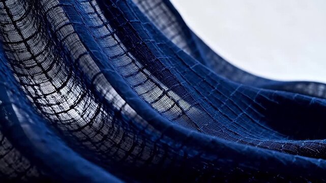 Blue fabric texture with grid pattern