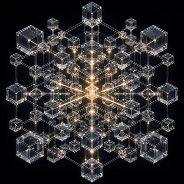 Transparent Cubic Structure Expanding into Symmetrical Crystalline Network
