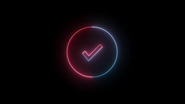 tick icon isolated on black background,
